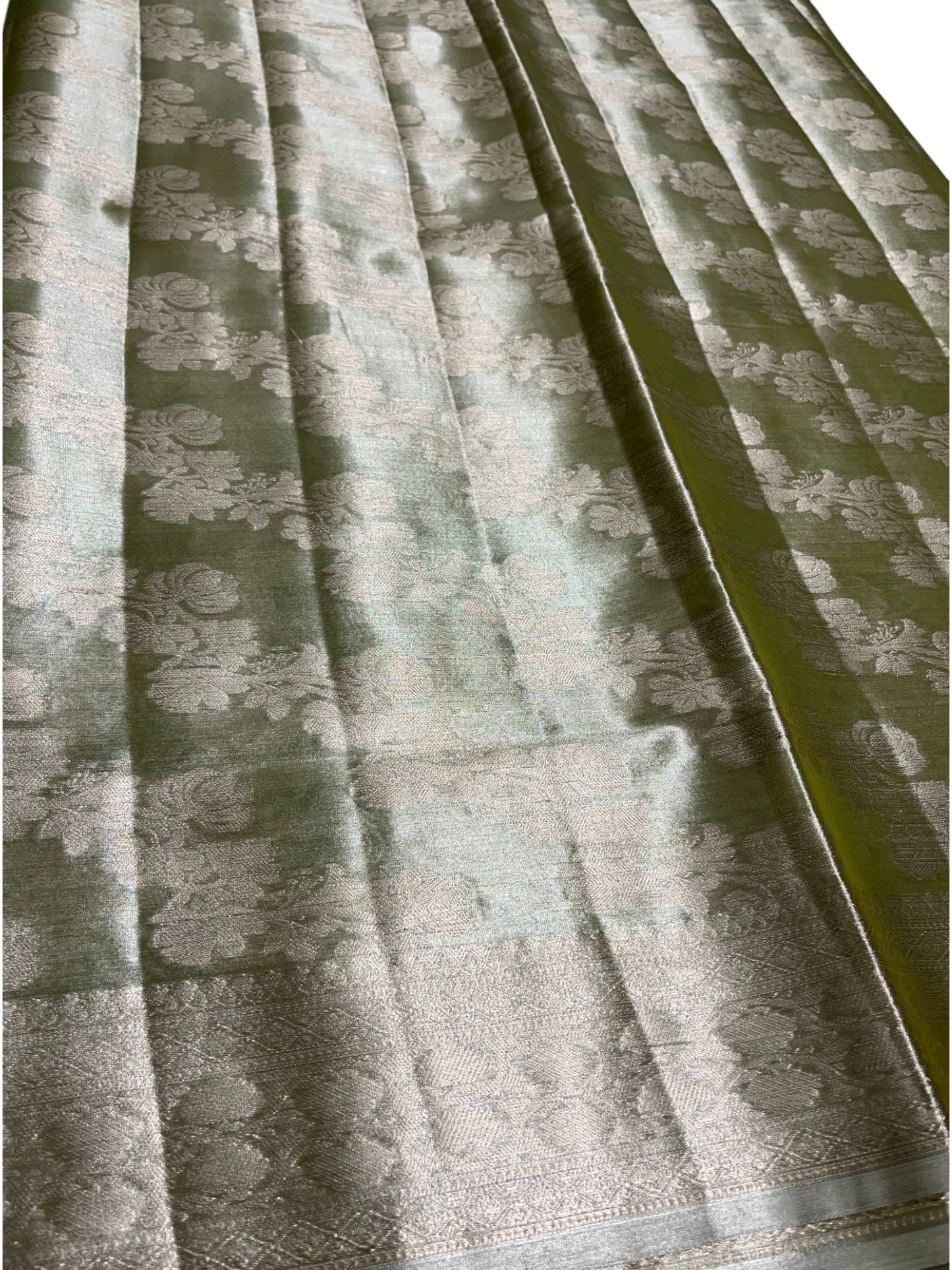 Southloom Semi Banarasi Katan Tissue Saree with Woven Work on Body and Borders