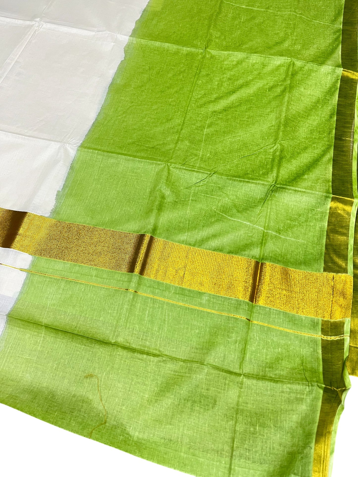 Southloom Tie and Dye Multi Colour Green Kasavu Saree