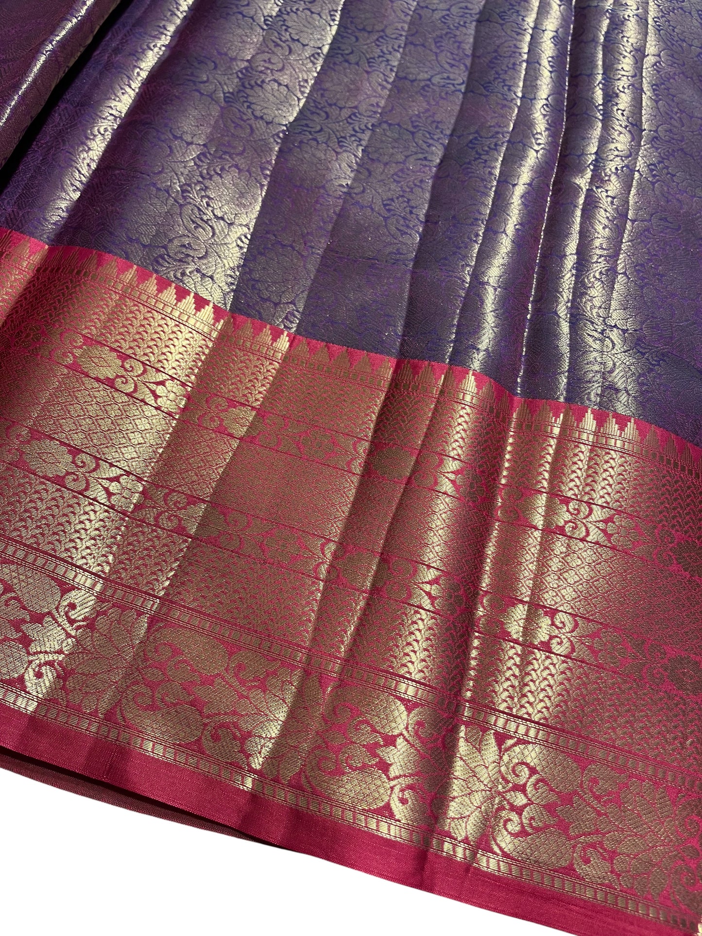 Southloom Semi Banarasi Katan Tissue Saree with Woven Work on Body and Borders (Peacock Green & Blue)