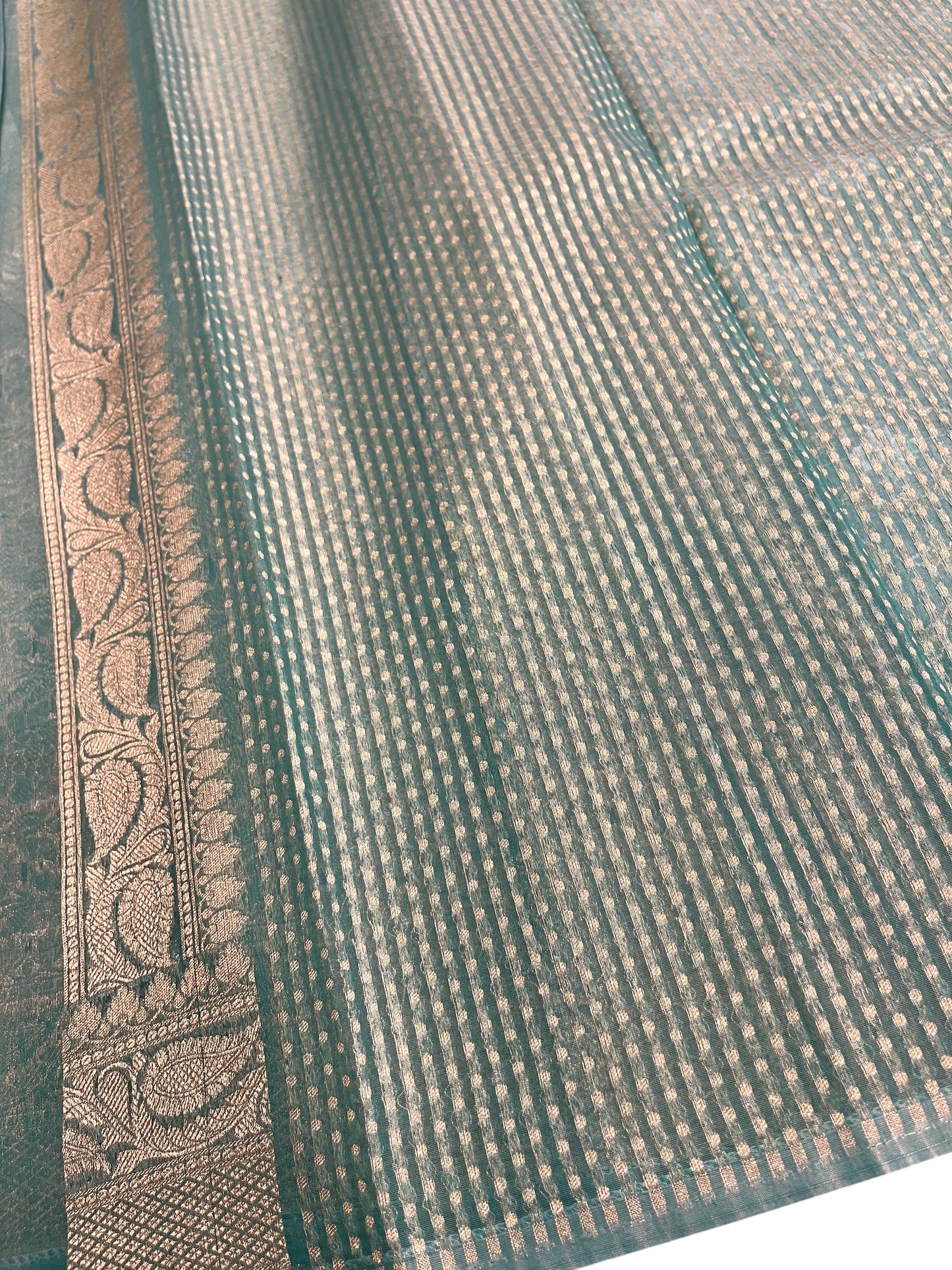 Southloom Cotton Banarasi Silk Saree with Woven Work on Body and Borders (Blue)