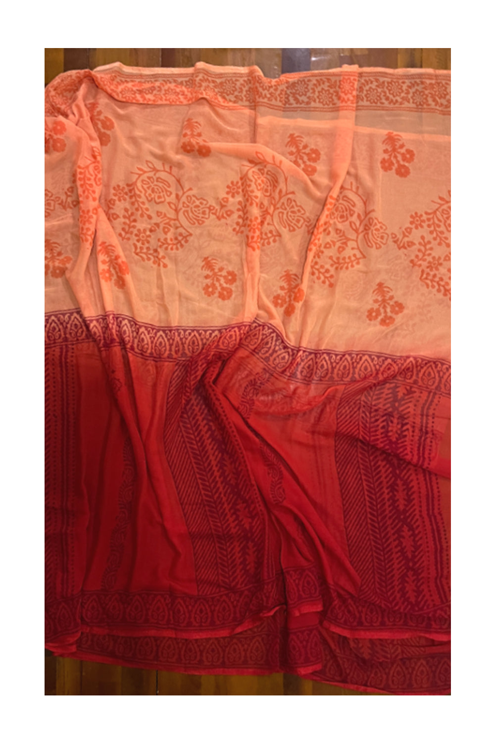 Southloom™ Crepe Churidar Salwar Suit Material in Orange with Floral Prints