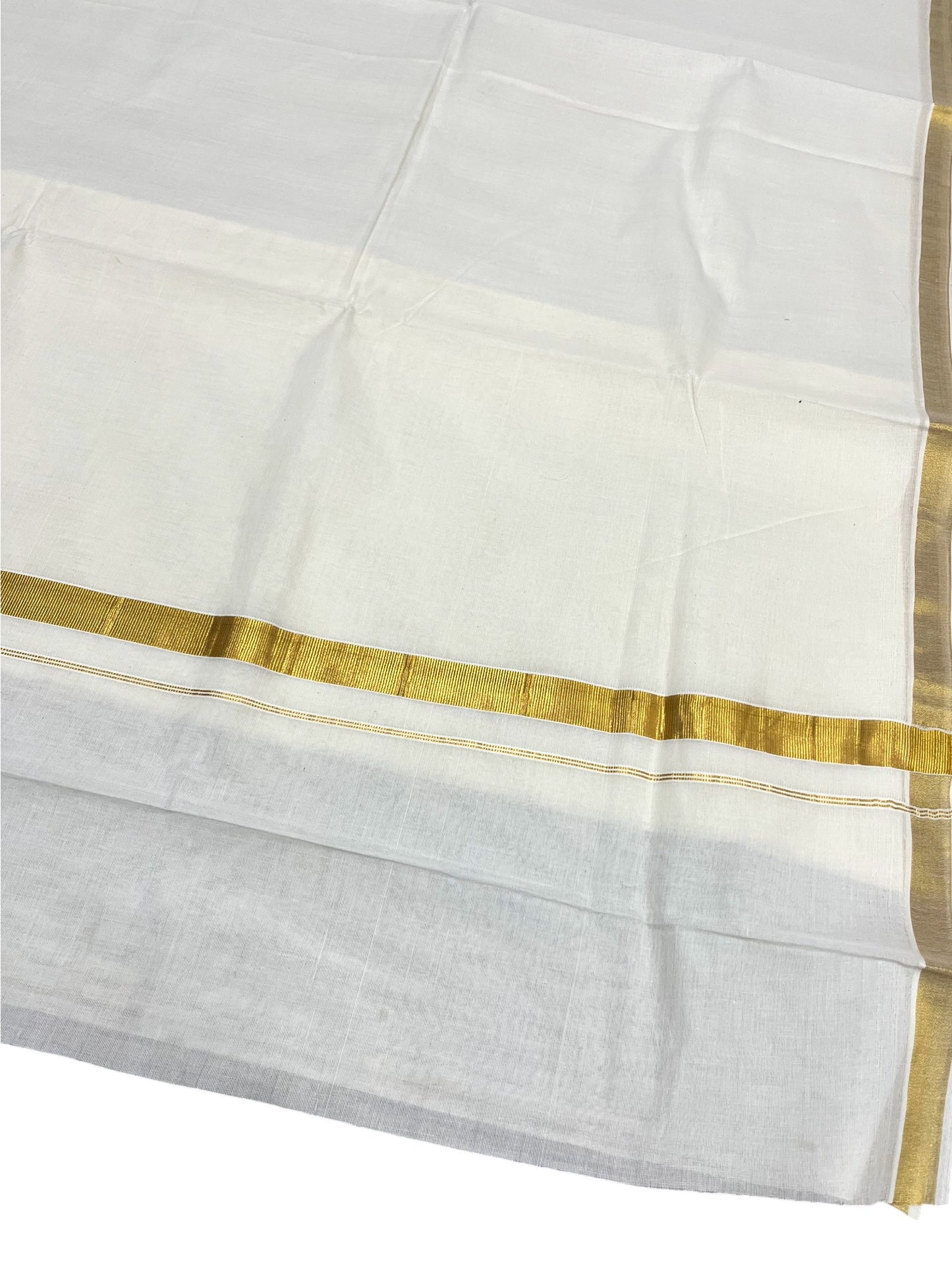 Southloom Pure Cotton Kerala Saree with 1 inch Gold Kasavu Border