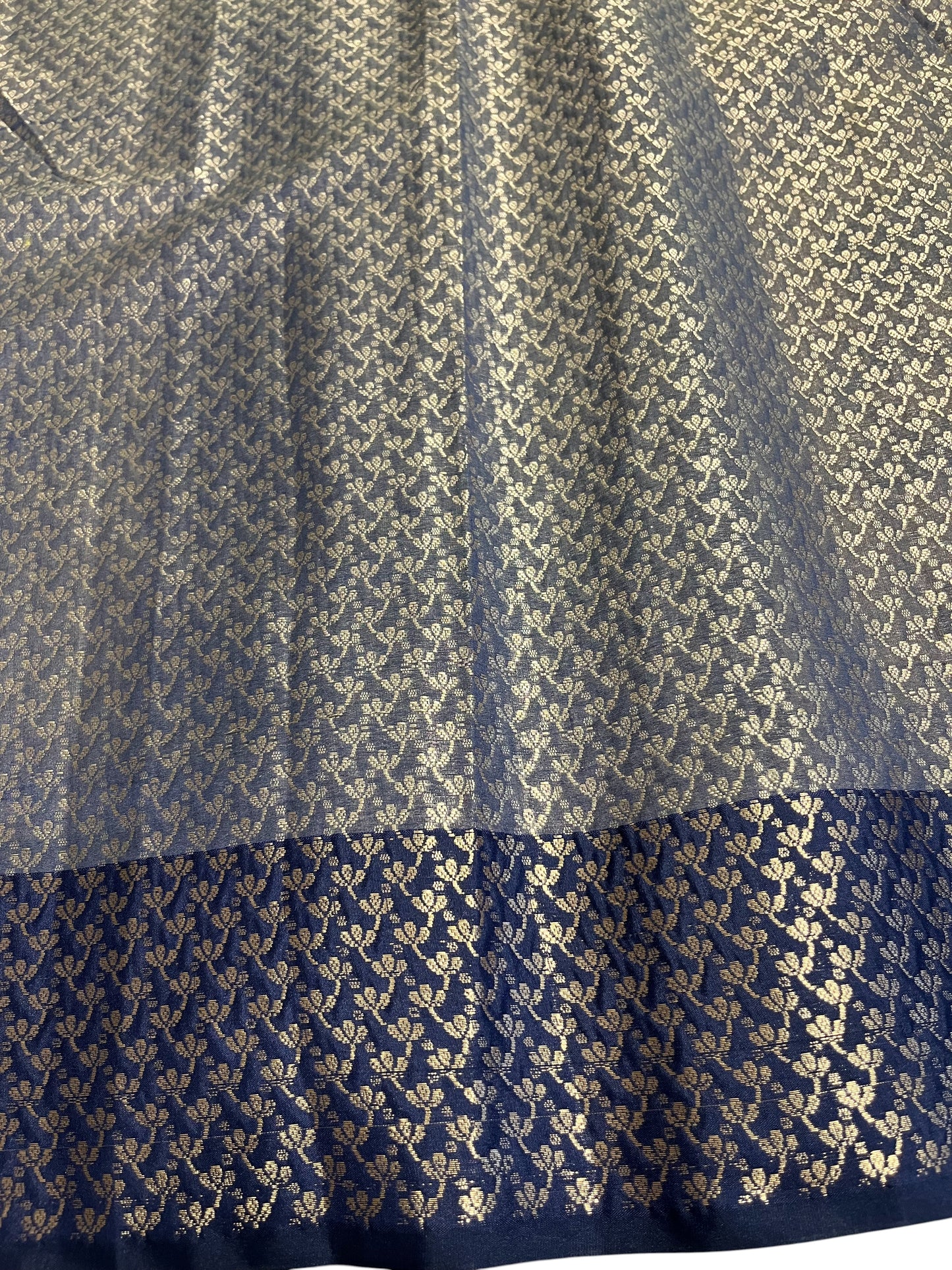 Southloom Tissue Silk Saree with Woven Work on Body and Borders (Beige & Blue)