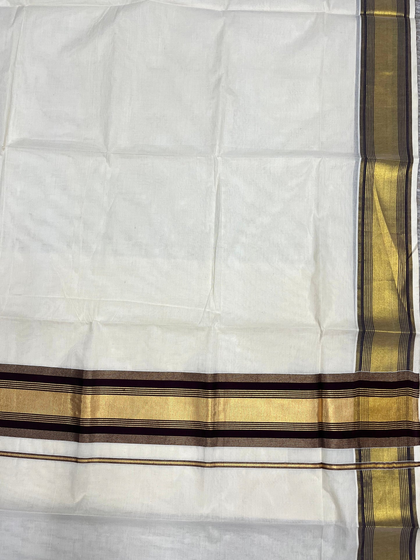 Southloom Kerala Cotton Kasavu Saree with Brown Border