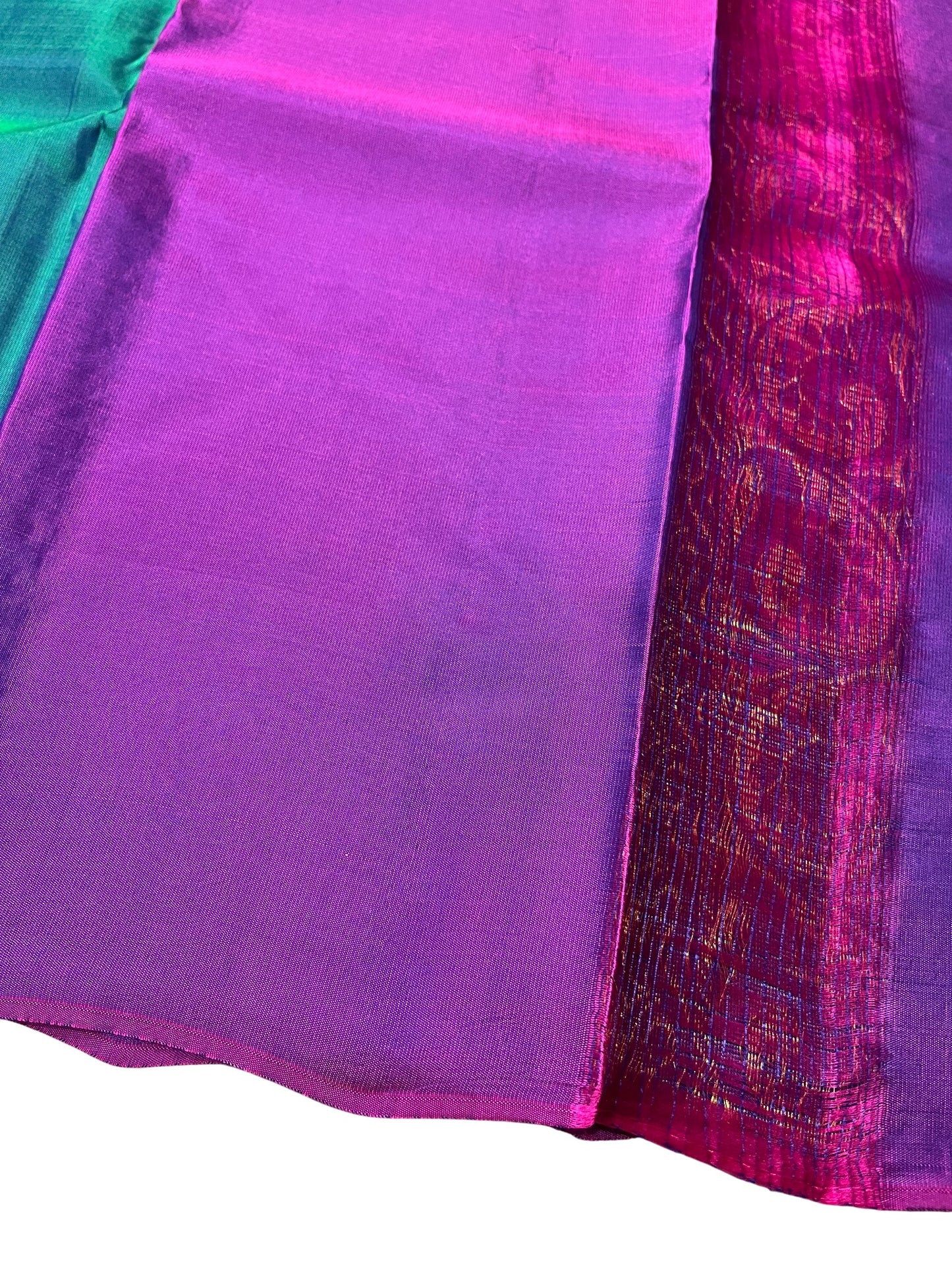Southloom Pure Handloom Kanchipuram Silk Saree with Butta Work (Green & Violet)