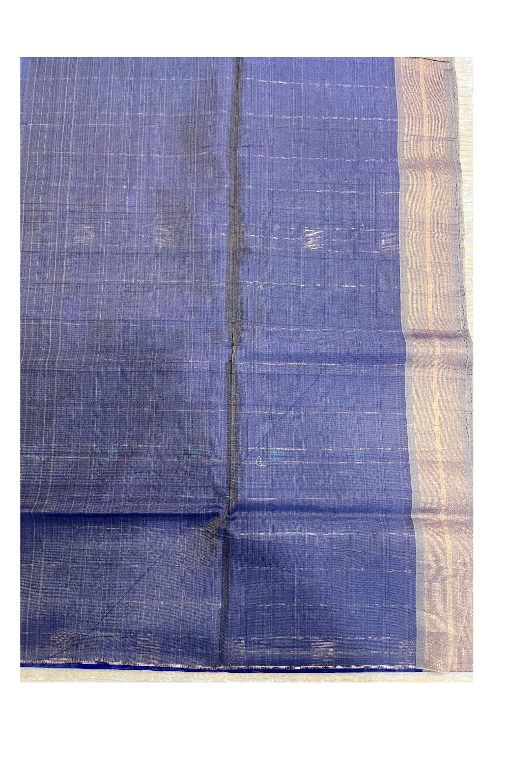 Southloom Pure Handloom Cotton Silk Saree With Handwoven Work Across Body and Blouse in Blue And Beige