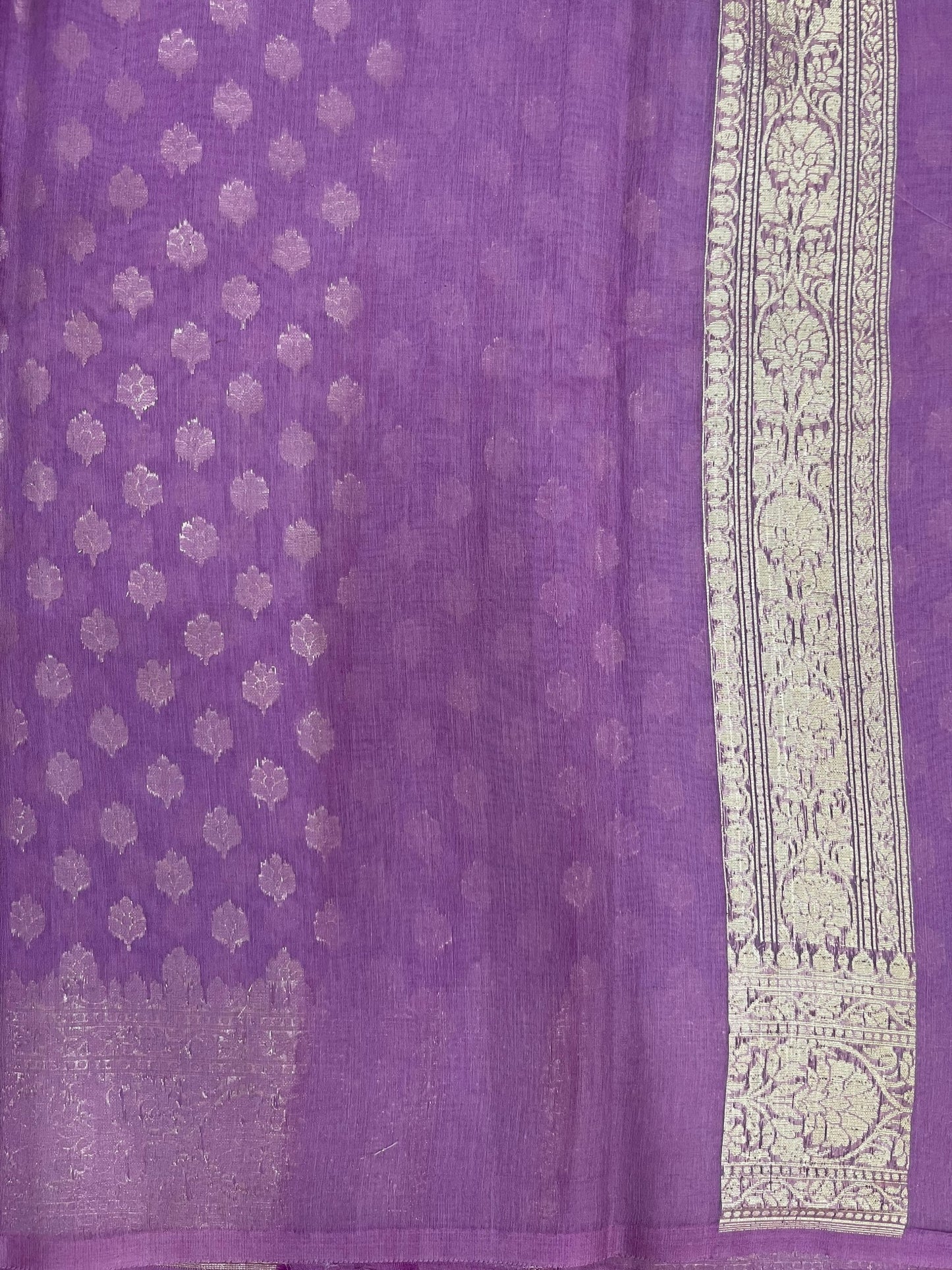 Southloom Cotton Banarasi Silk Saree with Woven Work on Body and Borders (Lavander)