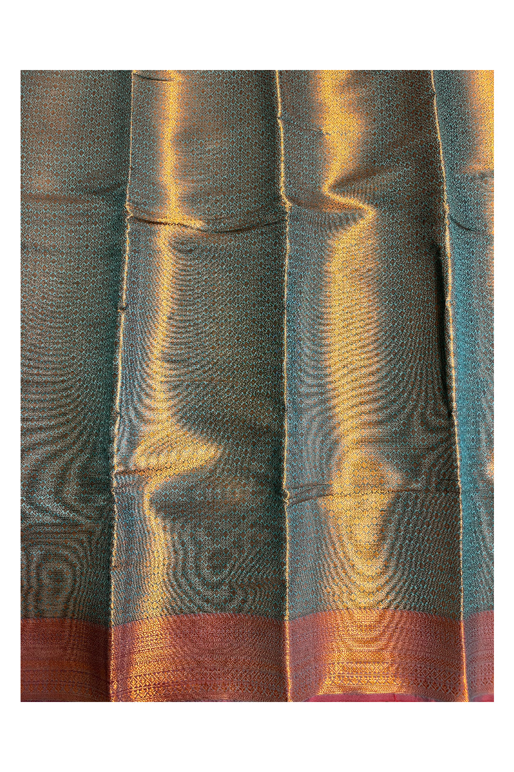 Southloom Banarasi Silk Brocade Bridal Saree WIth Woven Borders And Blouse Piece in Blue and Red And Blue