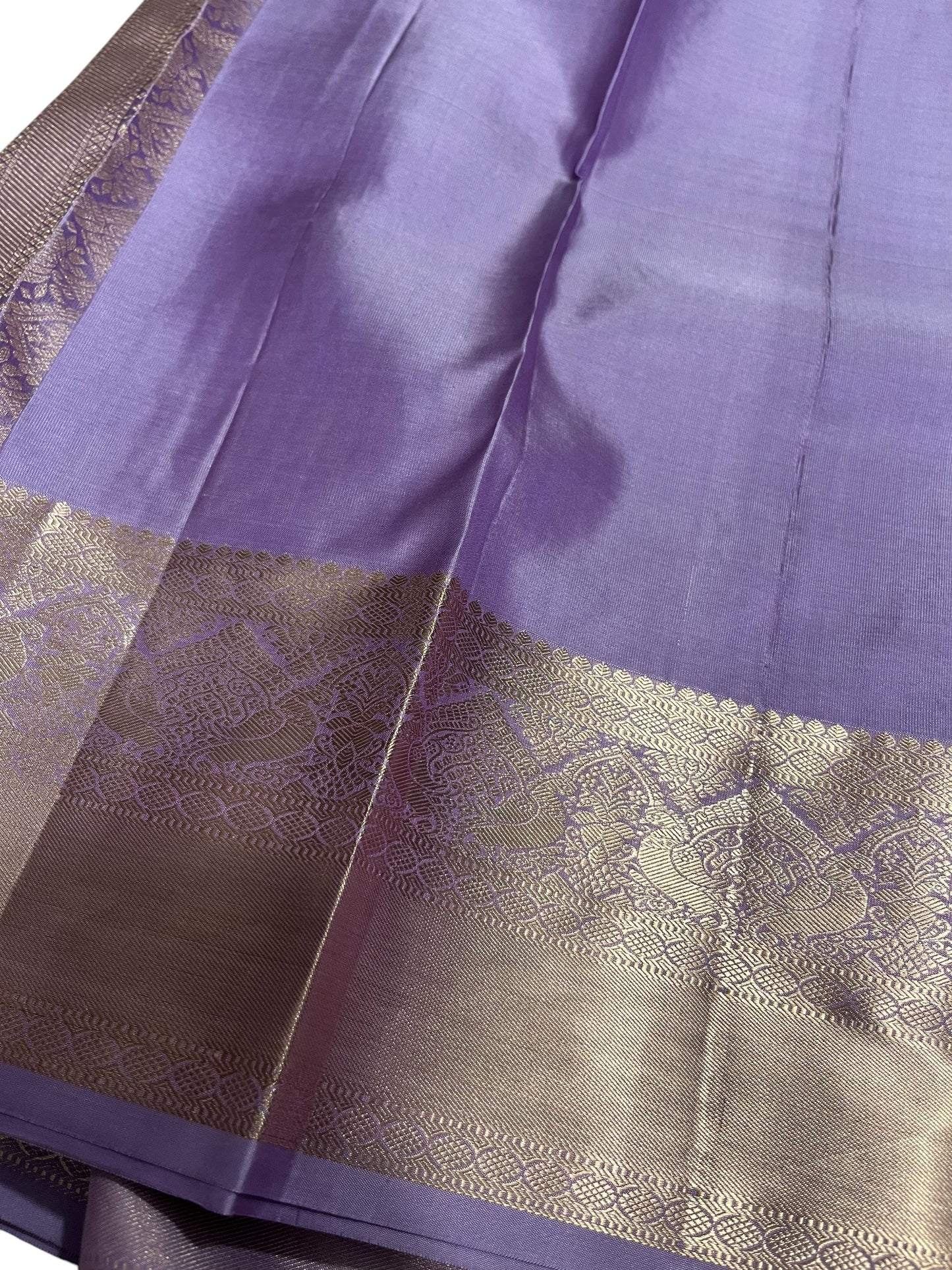 Southloom Pure Handloom Bridal Kanchipuram Silk Saree with Korvai Work (Lavendar)
