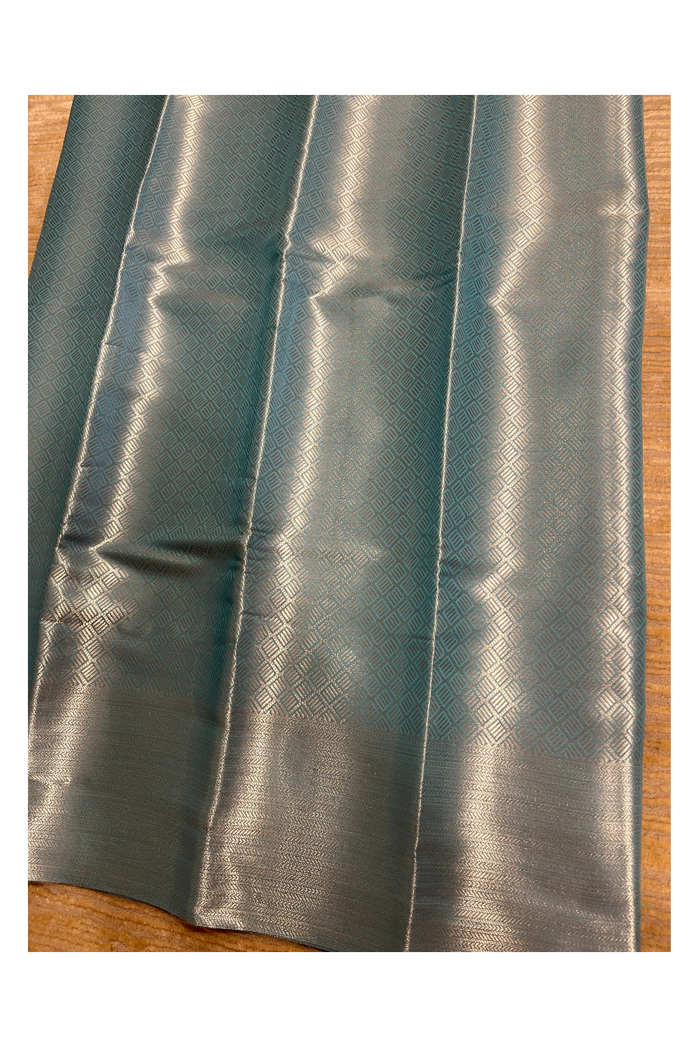 Southloom Banarasi Silver Zari Brocade Work Silk Saree in Blue Pastel Shade