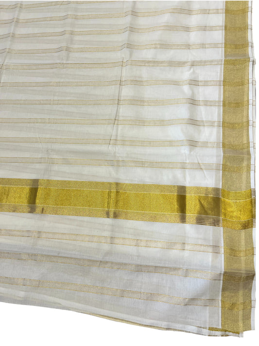 Southloom Pure Cotton Kerala Kasavu Lines Saree