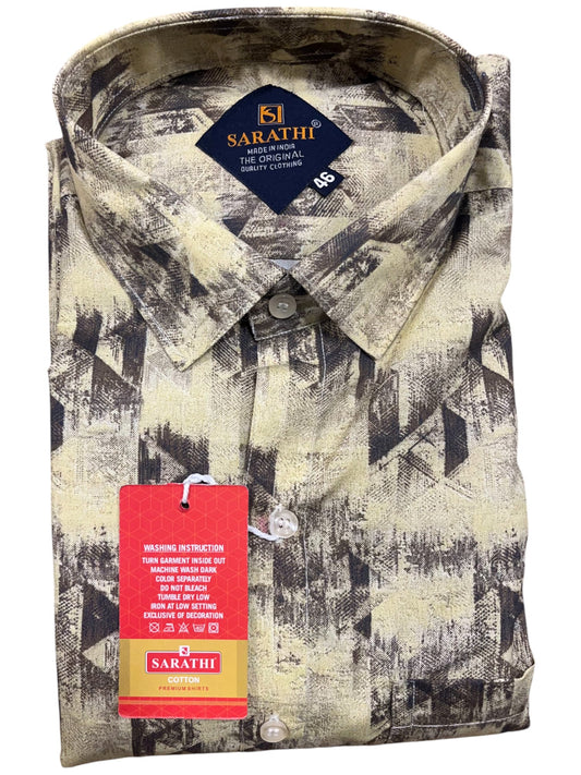 Pure Cotton Multi Colour Brown Printed Shirt SLSHIRT 46 FS