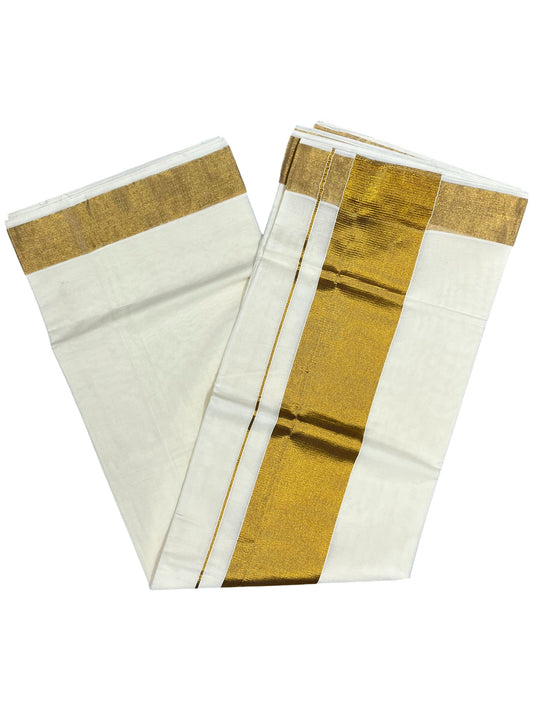 Southloom Pure Cotton Kerala Saree with 5 inch Gold Kasavu Border