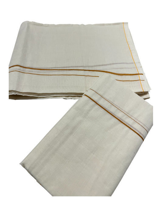 Kerala Cotton Mundum Neriyathum Single (Set Mundu) with Brown Puliyilakkara