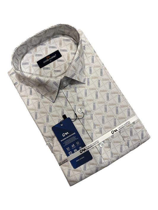 Southloom Pure Cotton Off-White Printed Shirt (XL HS)