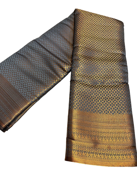 Southloom Brocade Silk Bridal Saree WIth Woven Borders And Blouse Piece