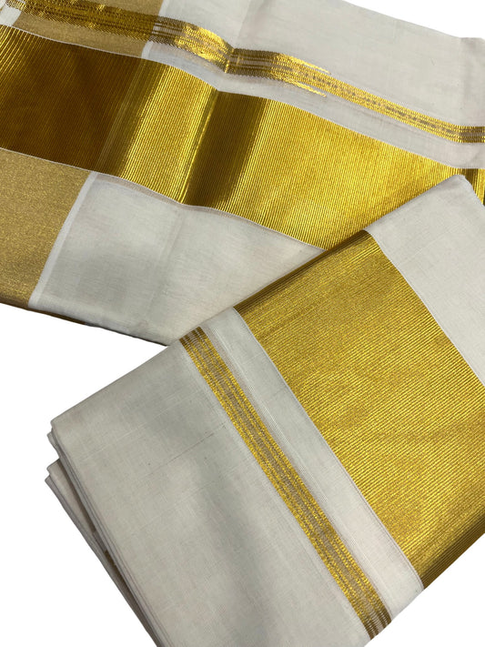Southloom Premium Handloom Plain Set Mundu (Mundum Neriyathum) 3 Inch Border