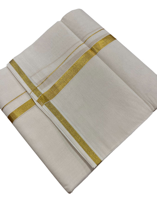 Southloom Kerala Pure Cotton Double Mundu with Kasavu Kara and Border (South Indian Dhoti)