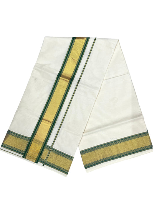 Southloom Kerala Cotton Kasavu Saree with Green Border