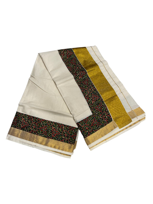 Southloom Cotton Kerala Saree with Ajrakh Printed