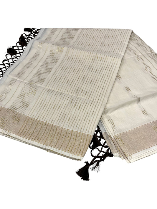 Southloom Kerala Cotton Kasavu Saree with Golden Thread Work