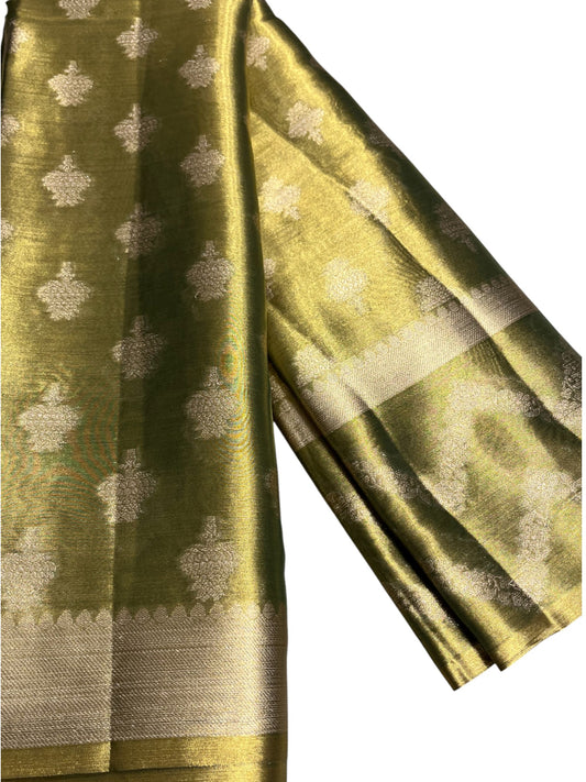 Southloom Semi Banarasi Katan Tissue Saree with Woven Work on Body and Borders