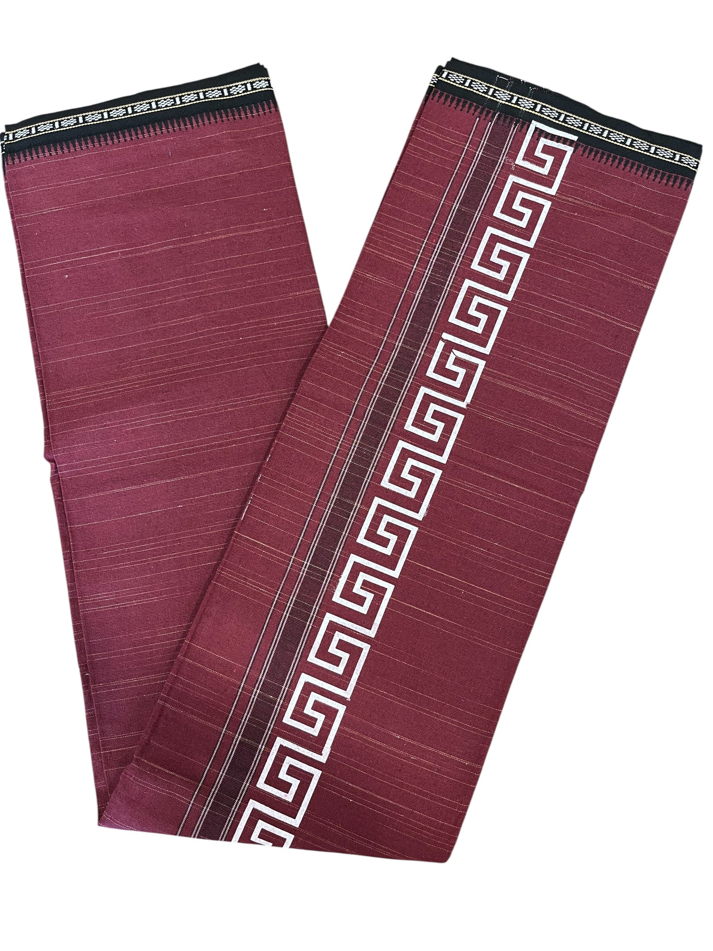 Southloom Maroon Printed Single Mundu / Otta Mundu / Lungi (South Indian Kerala Dhoti)
