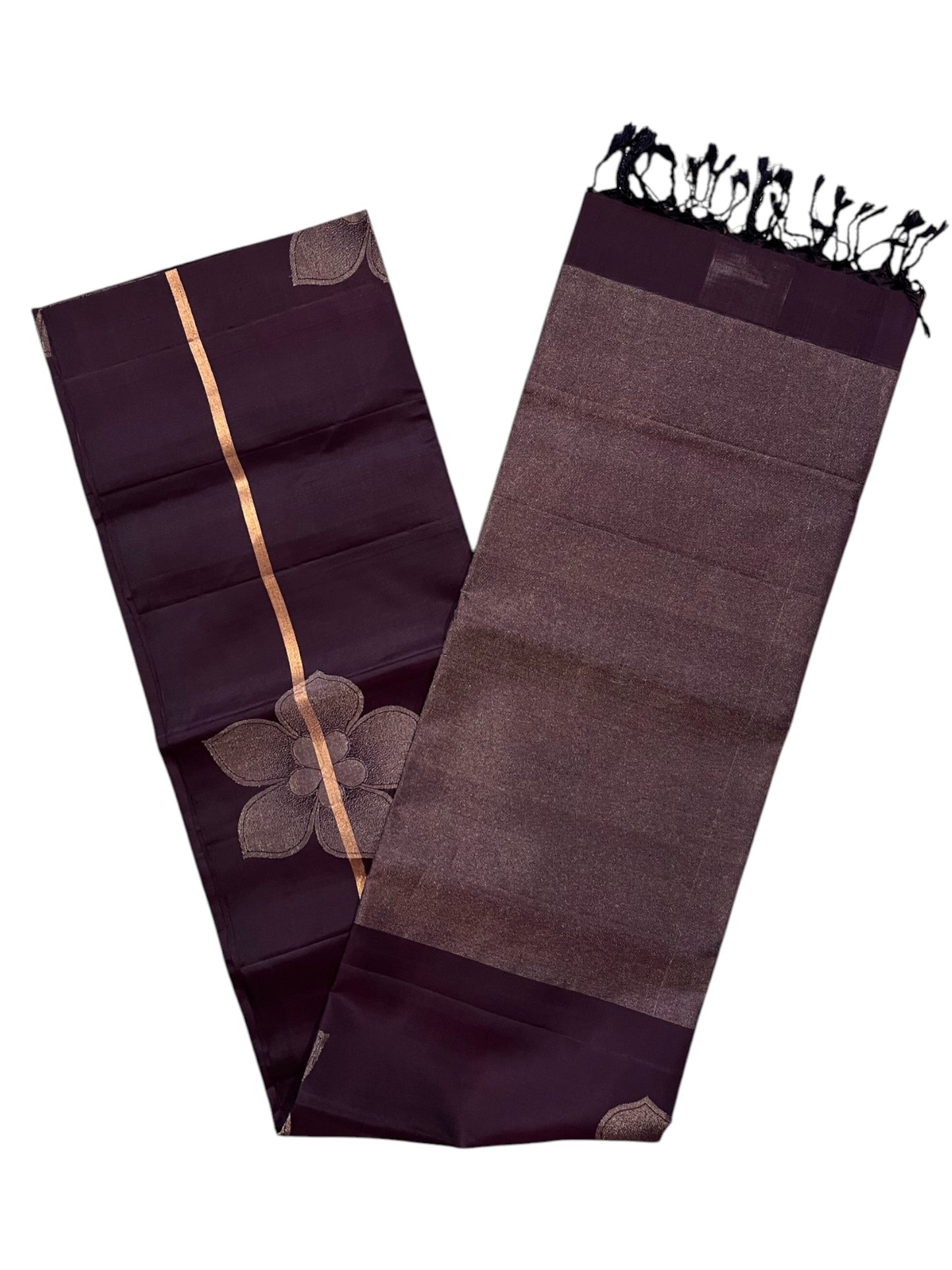 Southloom Pure Handloom Bridal Kanchipuram Silk Saree with Korvai Work (Purple)