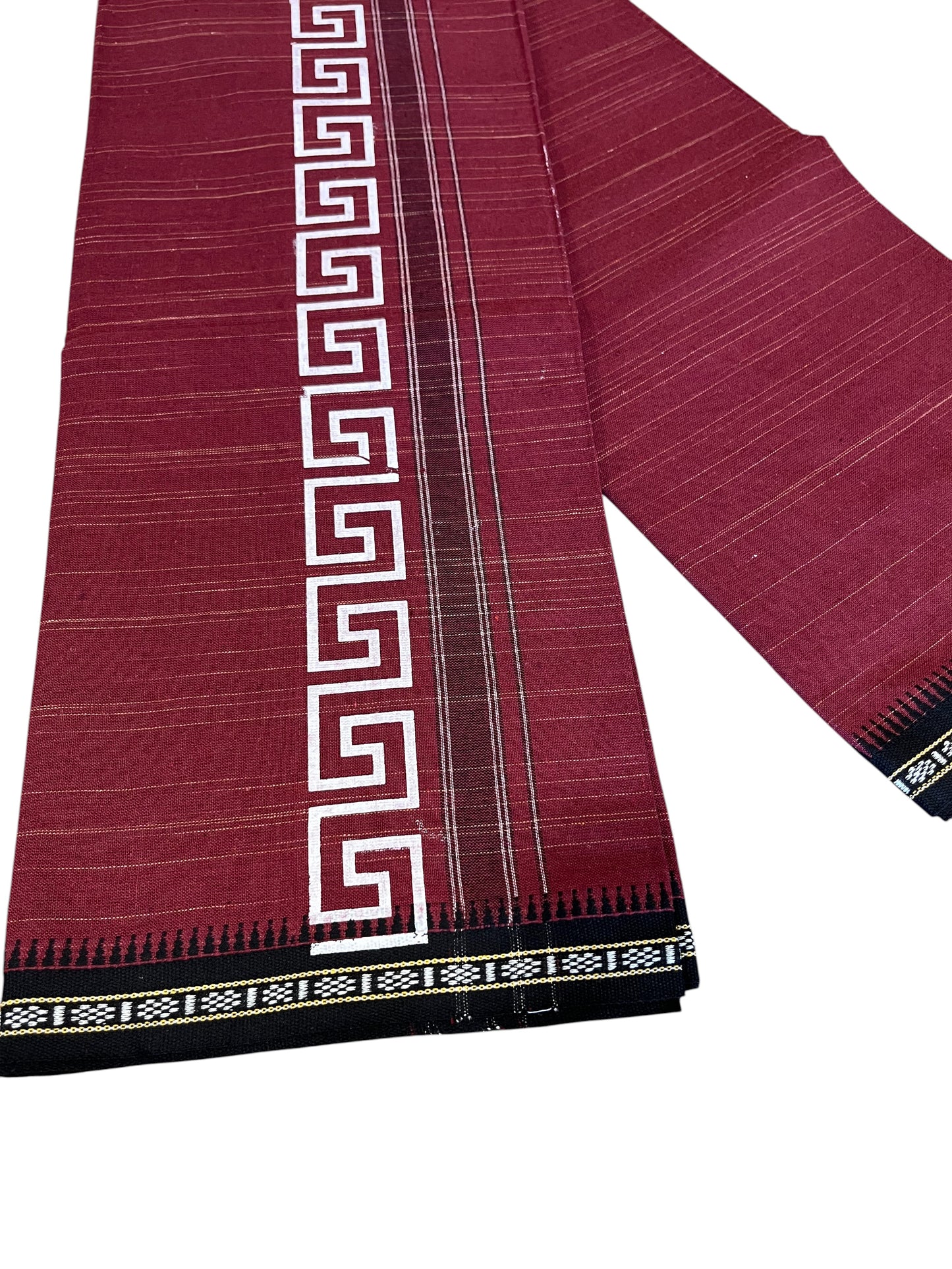 Southloom Maroon Printed Single Mundu / Otta Mundu / Lungi (South Indian Kerala Dhoti)