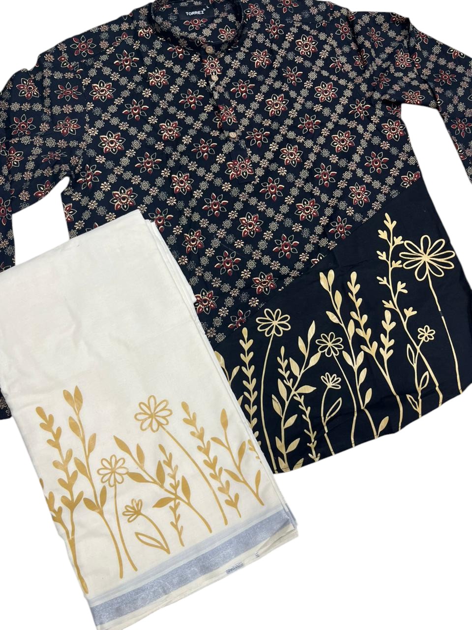Southloom Cotton Ajrakh Printed Men's Combo (Shirt + Mundu) SLCOMBO SL579