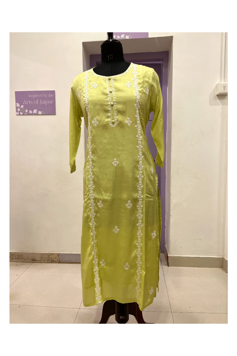 Southloom Stitched Semi Silk Light Green Salwar Set with Thread Works