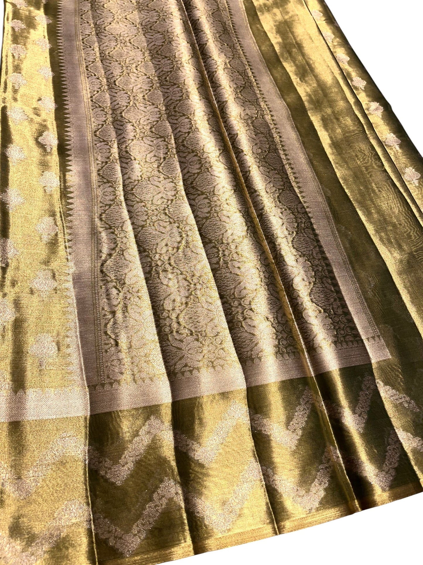 Southloom Semi Banarasi Katan Tissue Saree with Woven Work on Body and Borders