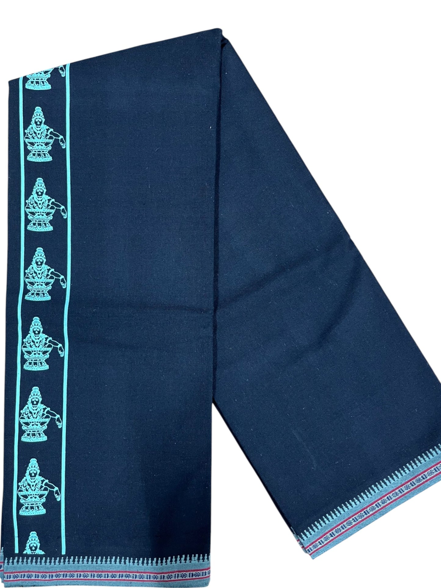 Southloom Black Printed Ayyapan Single Mundu / Otta Mundu (South Indian Kerala Dhoti)
