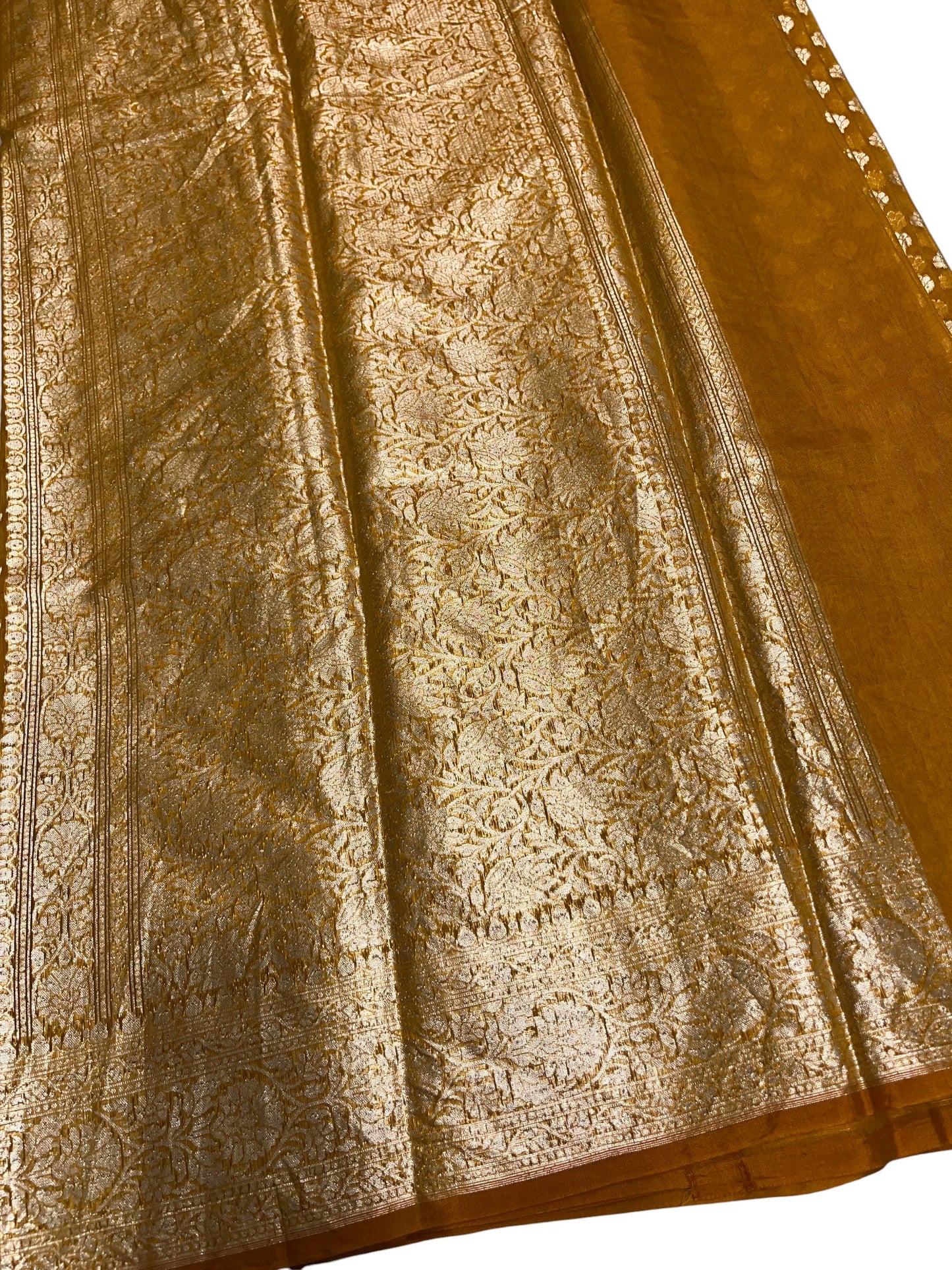Southloom Cotton Banarasi Silk Saree with Woven Work on Body and Borders (Yellow)