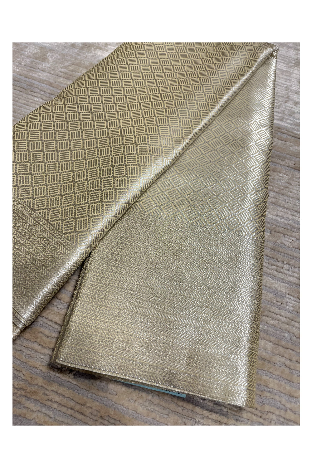 Southloom Banarasi Silver Zari Brocade Work Silk Saree in Beige Pastel Shade