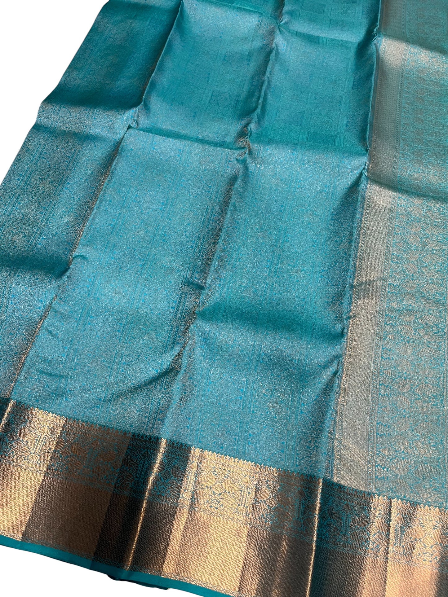 Southloom Pure Handloom Bridal Kanchipuram Silk Saree with Korvai Work (Blue)
