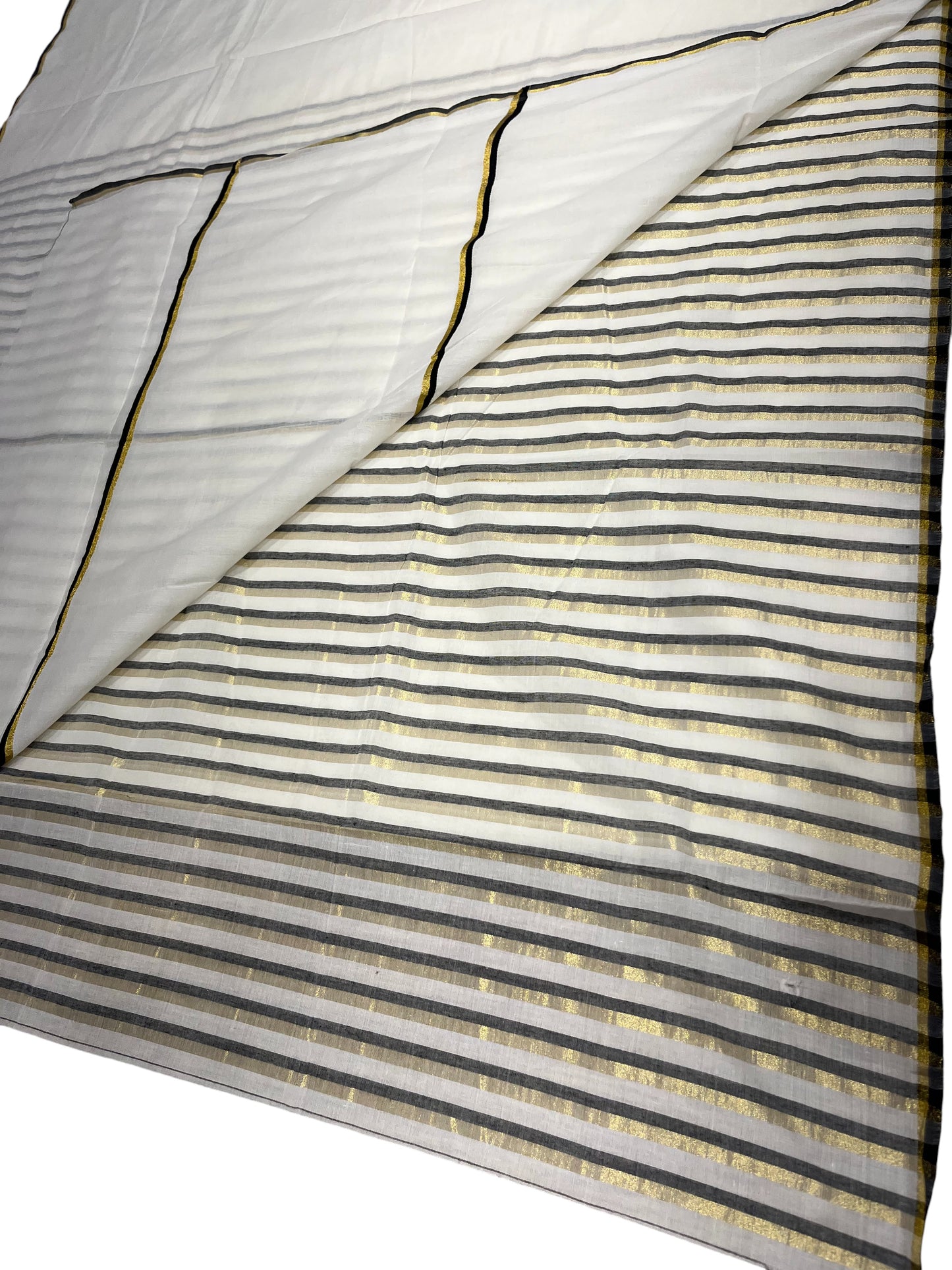 Southloom Puliyilakkara Black and Gold Kasavu Kerala Saree with Woven Blouse