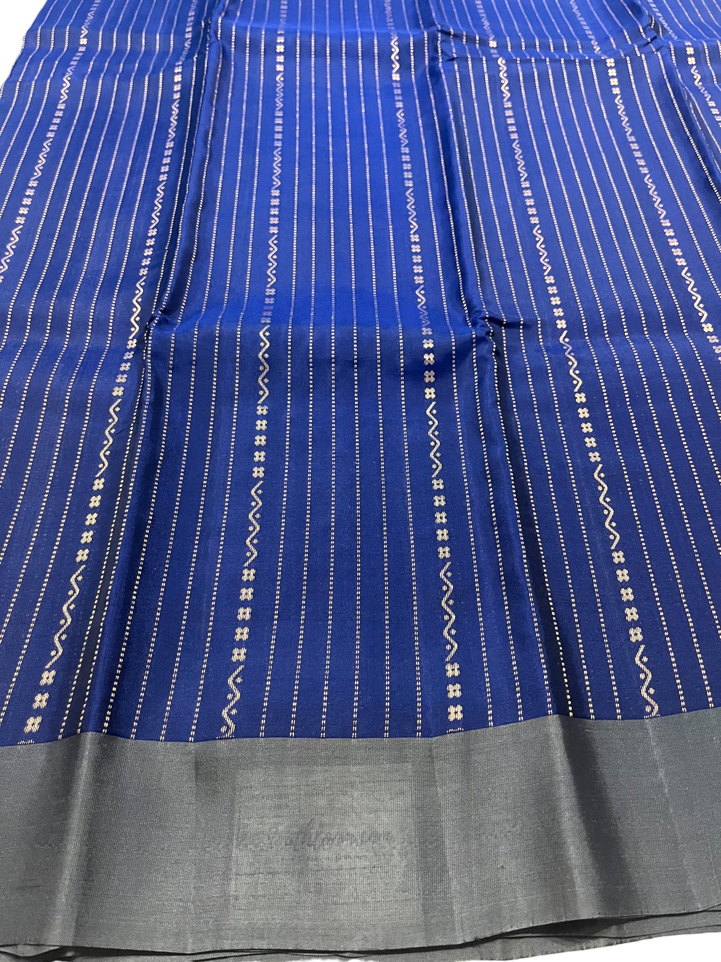 Southloom Pure Handloom Bridal Kanchipuram Silk Saree with Korvai Work(Blue&Gray)