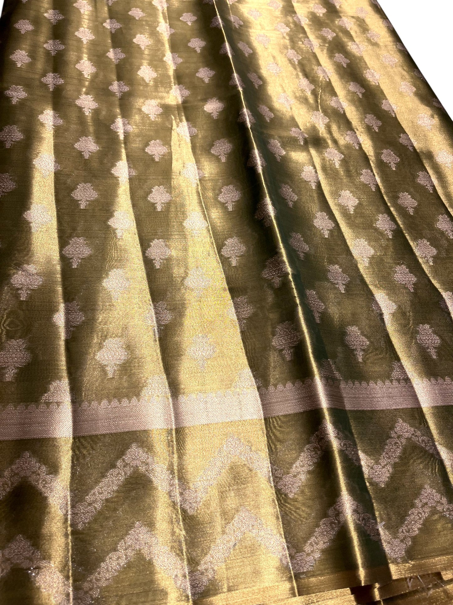 Southloom Semi Banarasi Katan Tissue Saree with Woven Work on Body and Borders