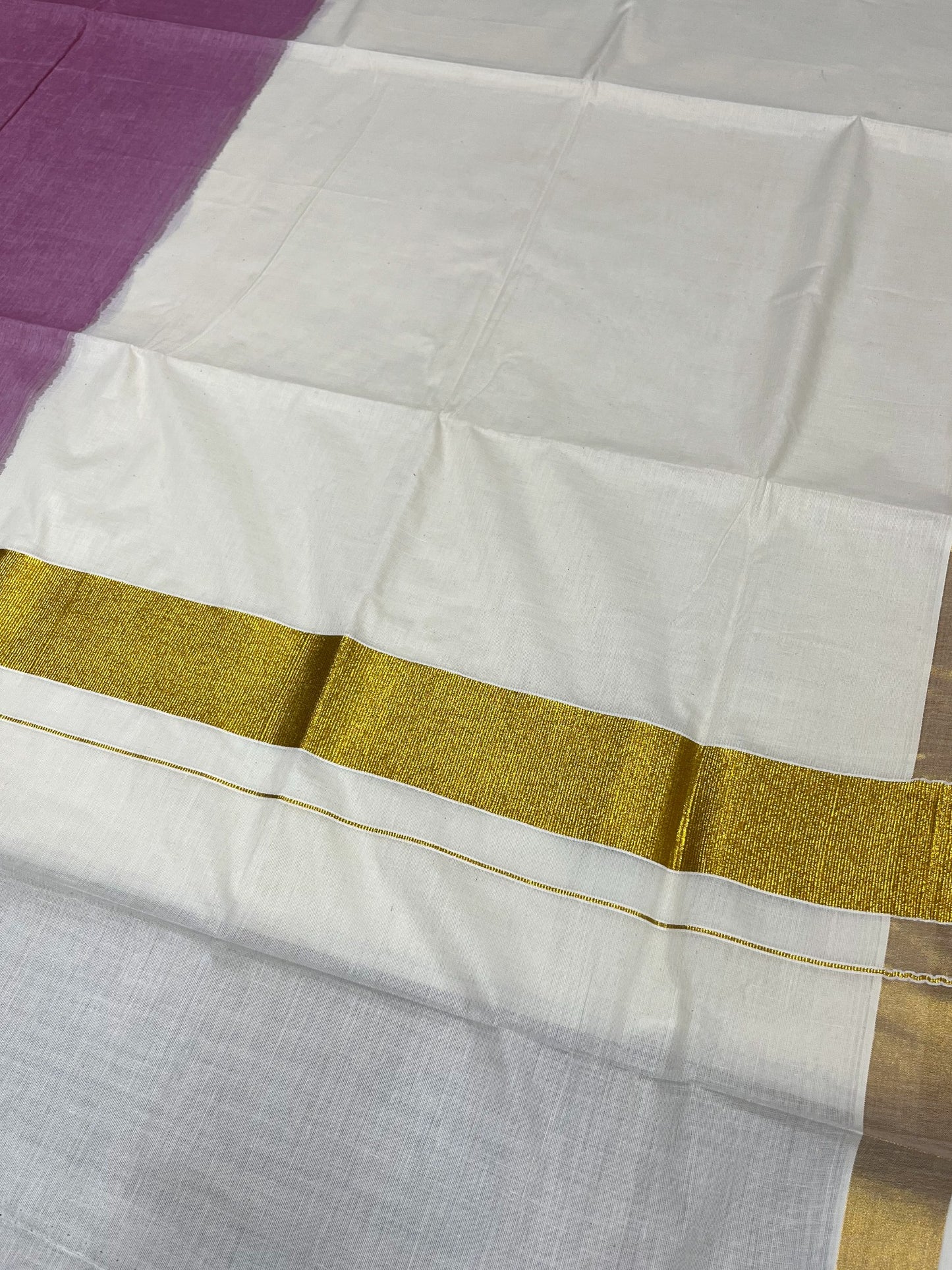 Southloom Tie and Dye Multi Colour Purple Kasavu Saree