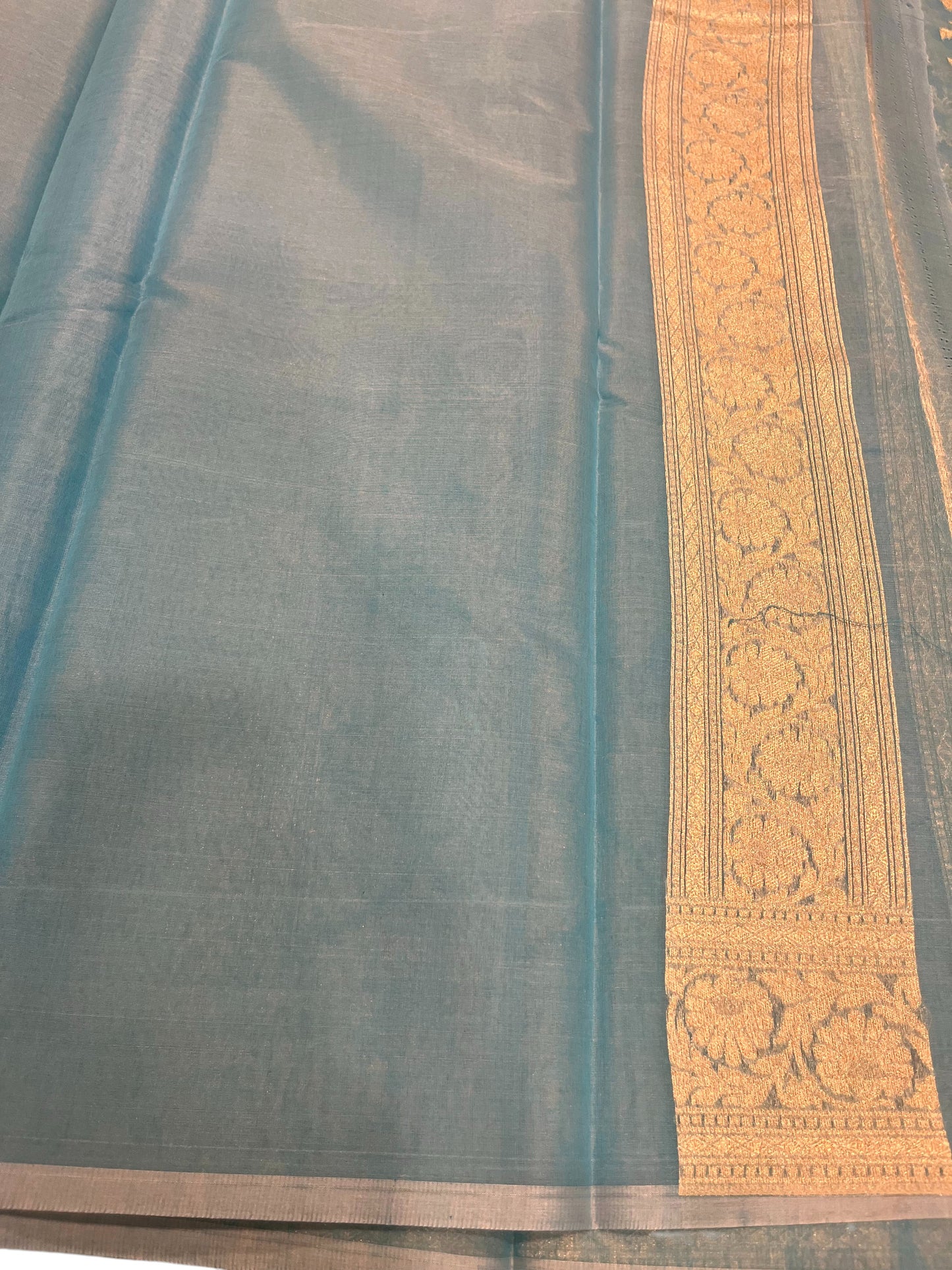 Southloom Cotton Banarasi Silk Saree with Woven Work on Body and Borders(Blue)