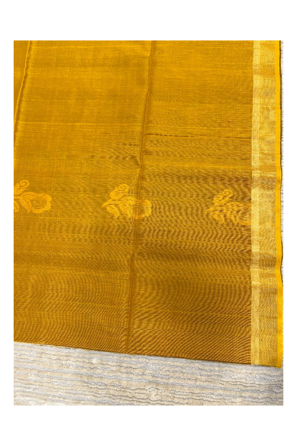 Southloom Pure Handloom Cotton Silk Saree With Handwoven Work Across Body and Blouse in Yellow And Maroon