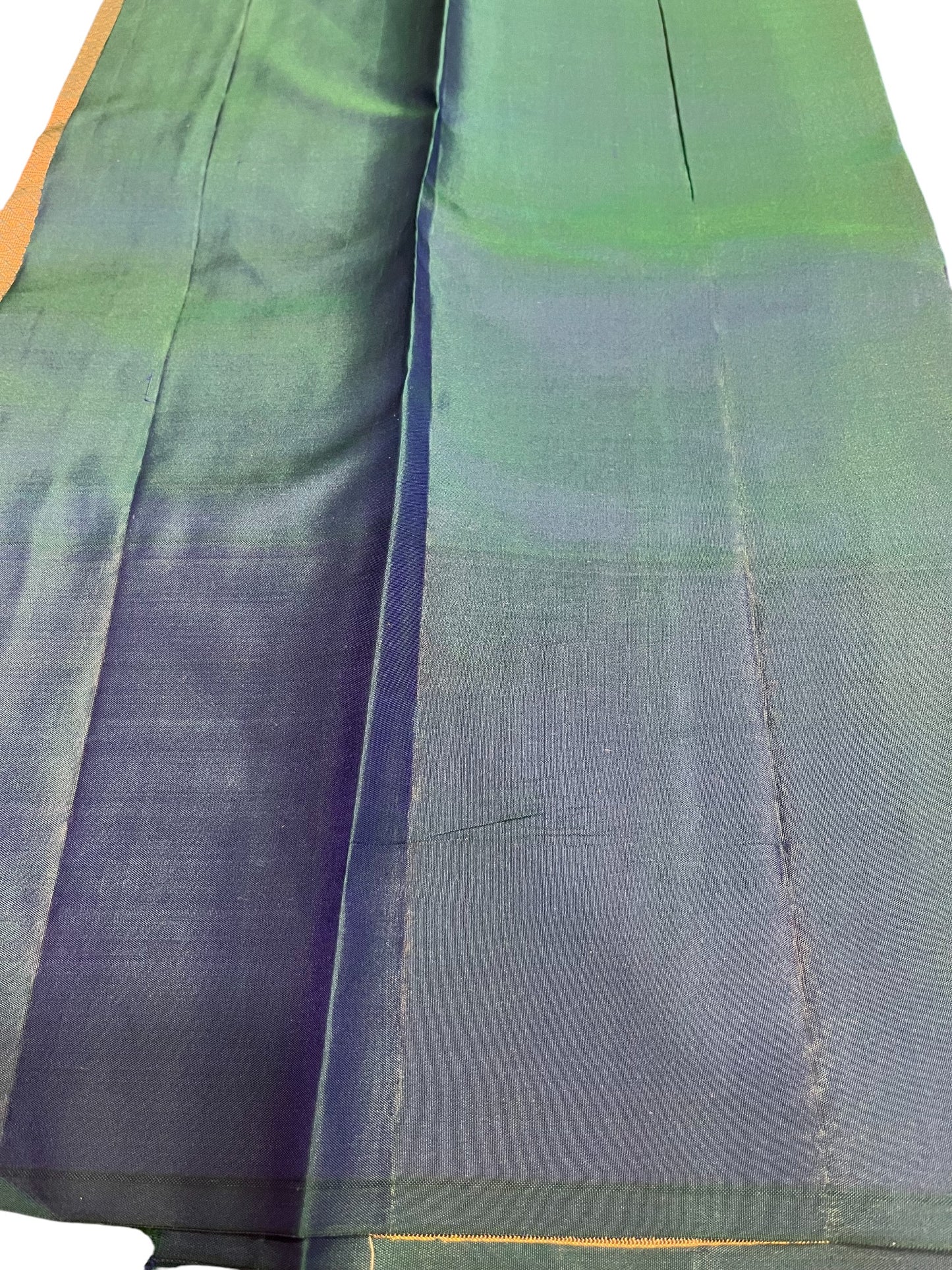 Southloom Premium Handloom Bridal Kanchipuram Silk Saree with Korvai Work (Peach & Blue)