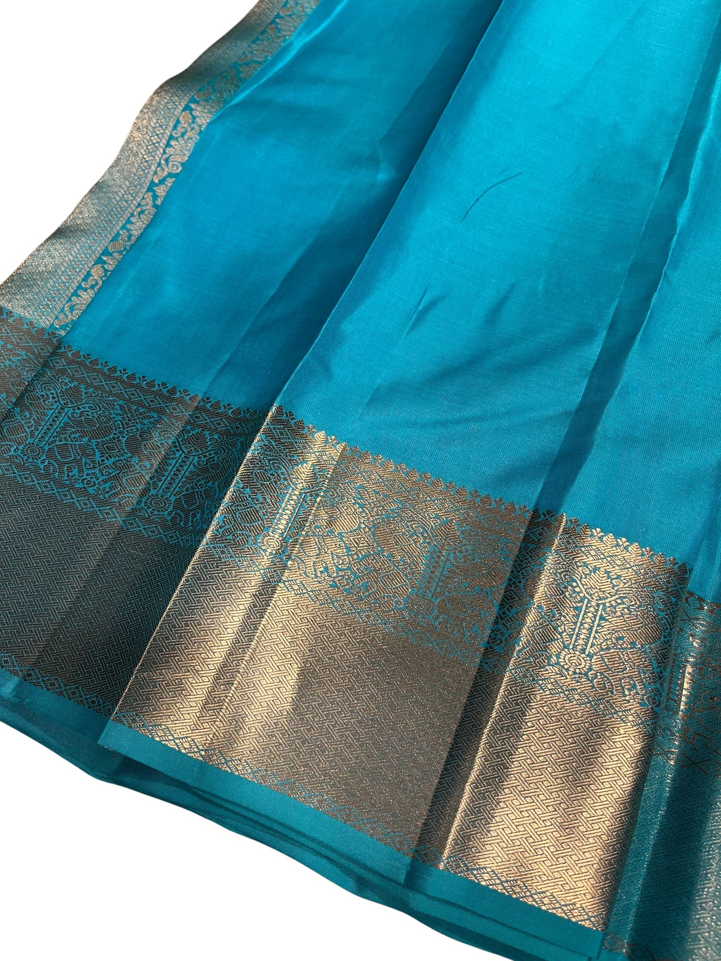 Southloom Pure Handloom Bridal Kanchipuram Silk Saree with Korvai Work (Blue)