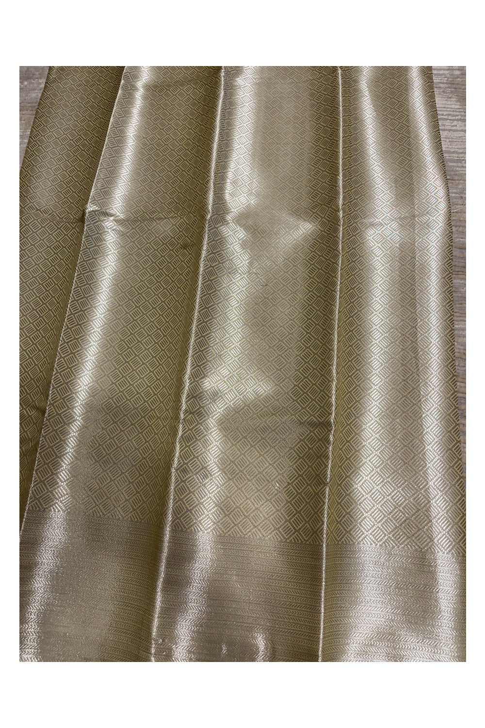 Southloom Banarasi Silver Zari Brocade Work Silk Saree in Beige Pastel Shade