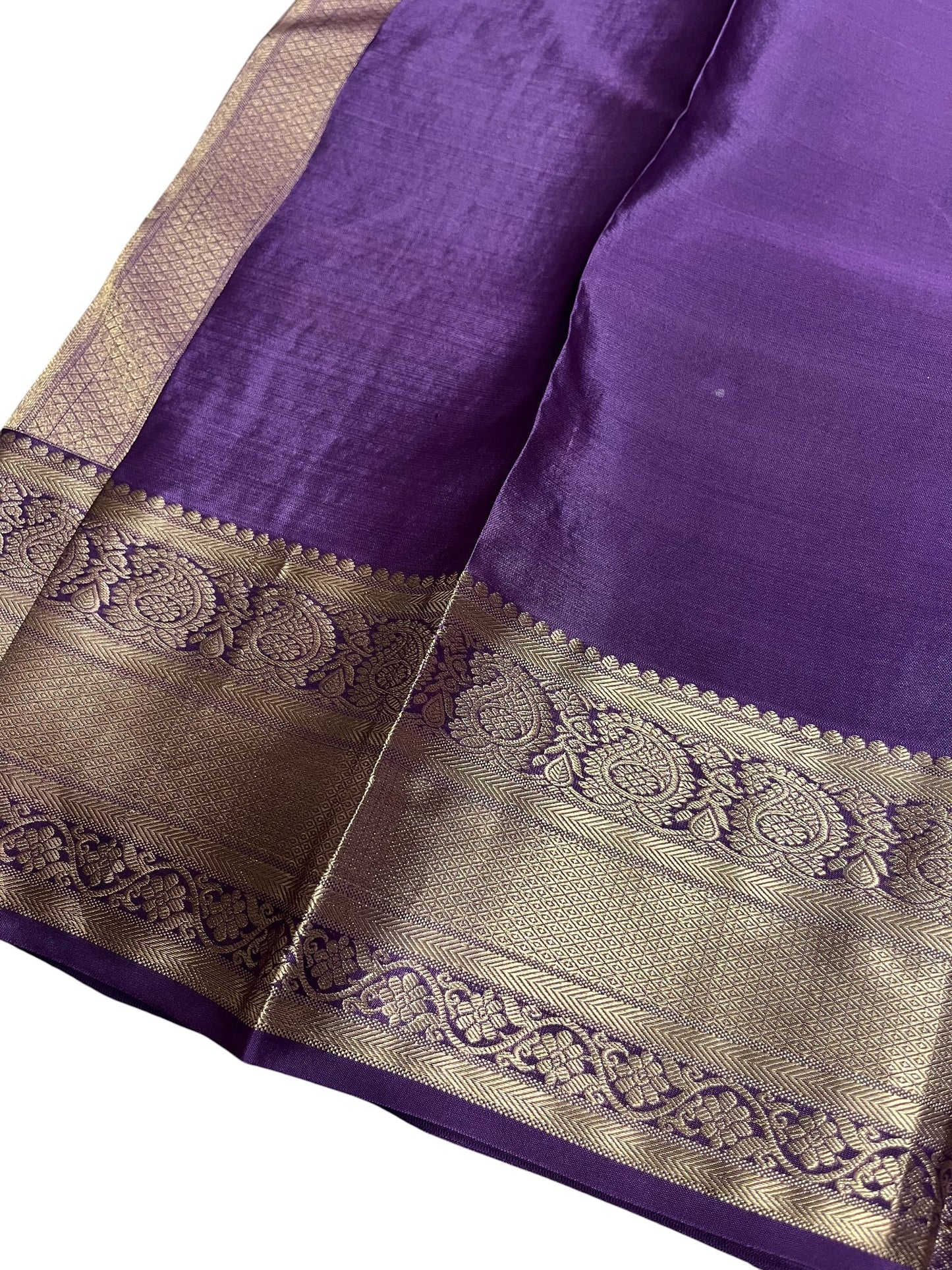 Southloom Pure Handloom Bridal Kanchipuram Silk Saree with Korvai Work (Violet)