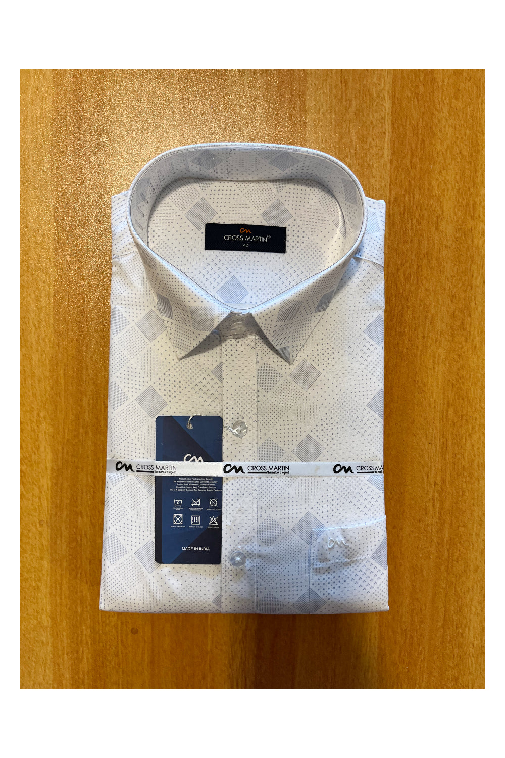 Pure Cotton White Printed Shirt (42 FS)
