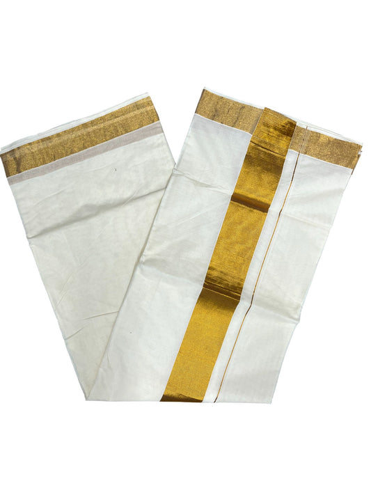 Southloom Pure Cotton Kerala Saree with 3 inch Gold Kasavu Border