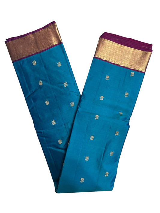 Southloom Pure Handloom Bridal Kanchipuram Silk Saree with Korvai Work (Blue & Violet)