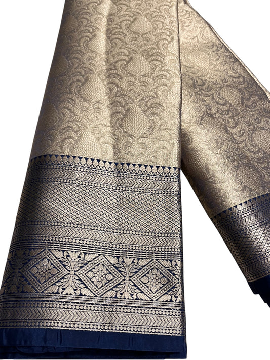 Southloom Semi Banarasi Katan Tissue Saree with Woven Work on Body and Borders